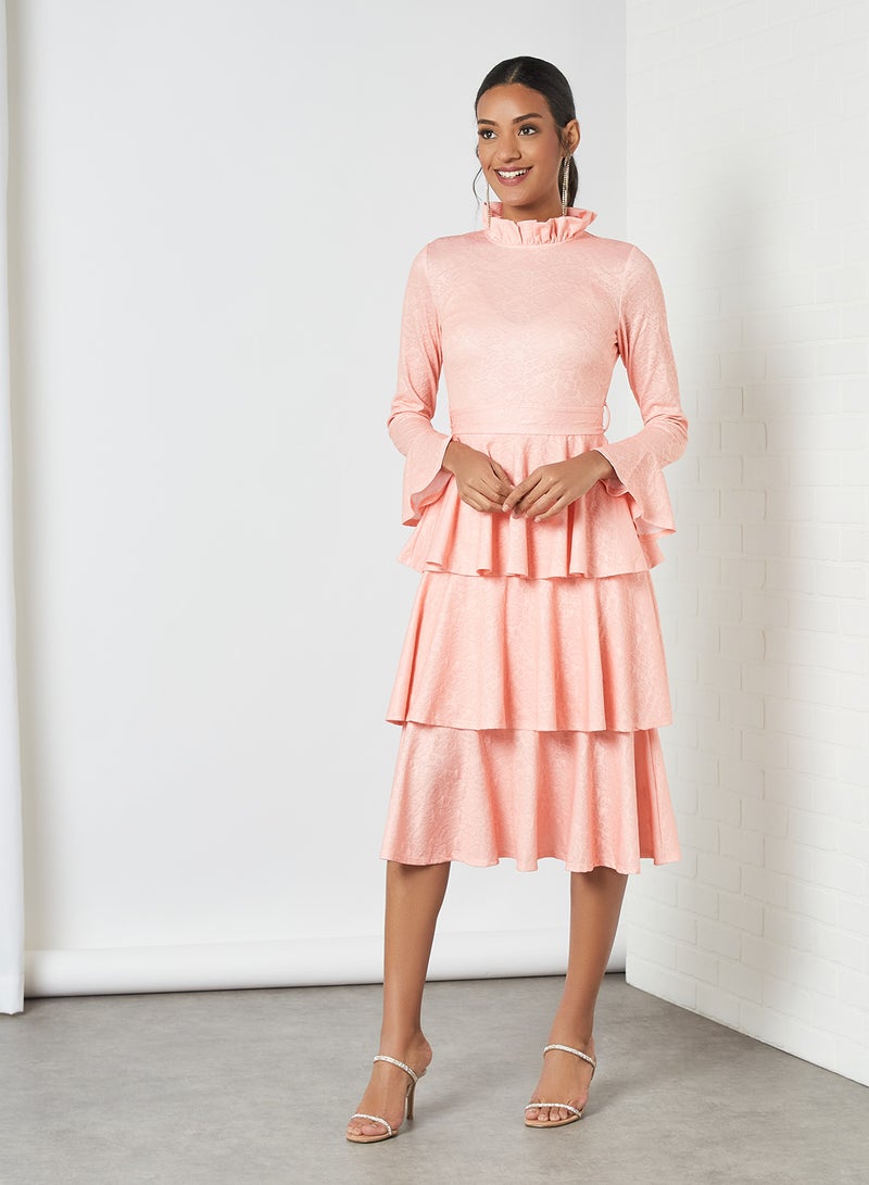 SIVVI for HANIYA Tiered Hem Dress Peach - Image 3