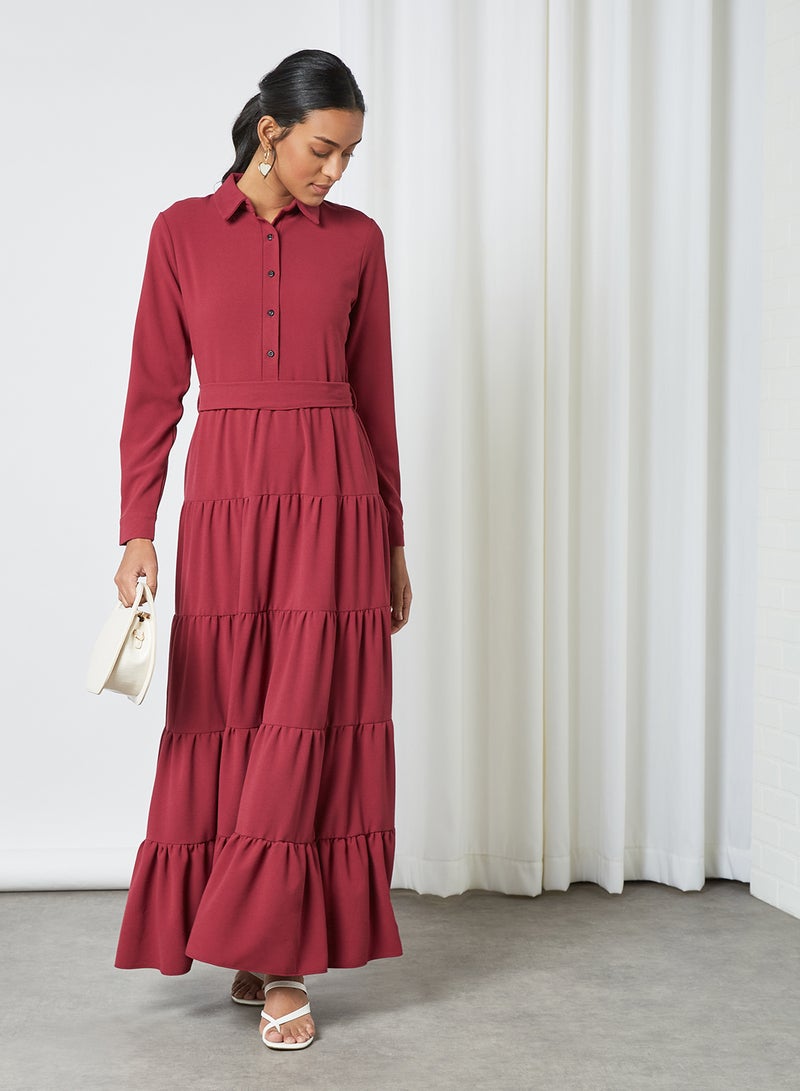 SIVVI for HANIYA Tiered Dress Wine - Image 1