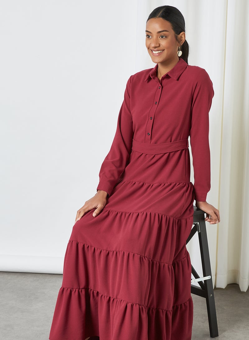 SIVVI for HANIYA Tiered Dress Wine - Image 3