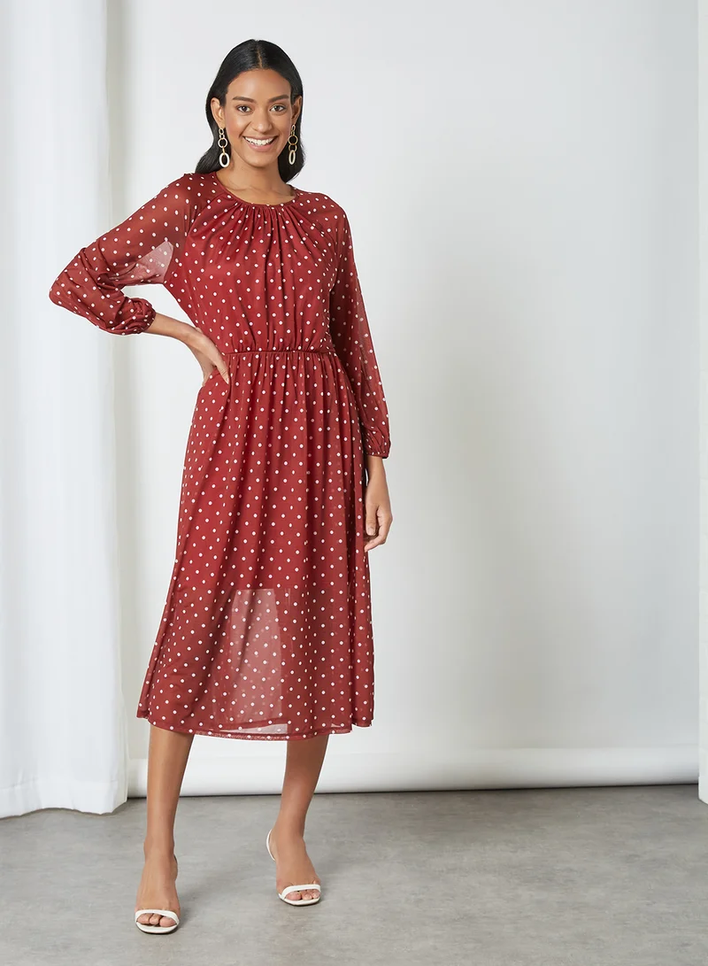 SIVVI for HANIYA All-Over Dot Print Dress