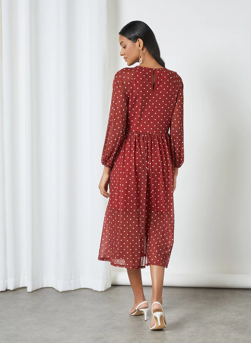 SIVVI for HANIYA All-Over Dot Print Dress