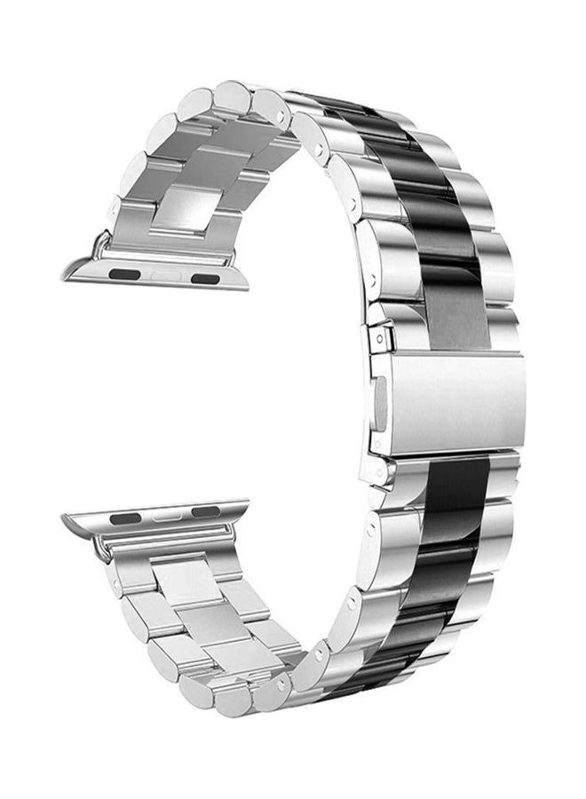 HuHa Replacement Strap Watchband For Apple Watch Series 7 45mm / 6 / SE / 5 / 4 44mm / 3 / 2 / 1 42mm Silver/Black - Image 1