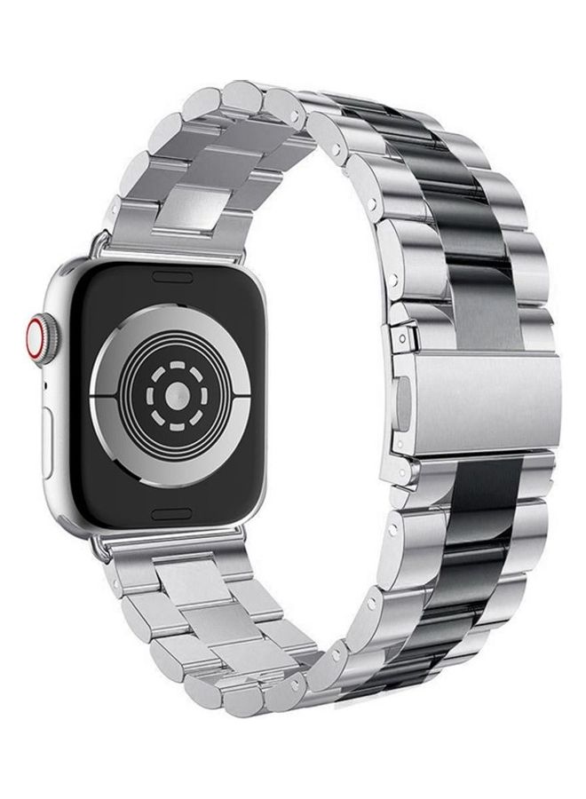 HuHa Replacement Strap Watchband For Apple Watch Series 7 45mm / 6 / SE / 5 / 4 44mm / 3 / 2 / 1 42mm Silver/Black - Image 2