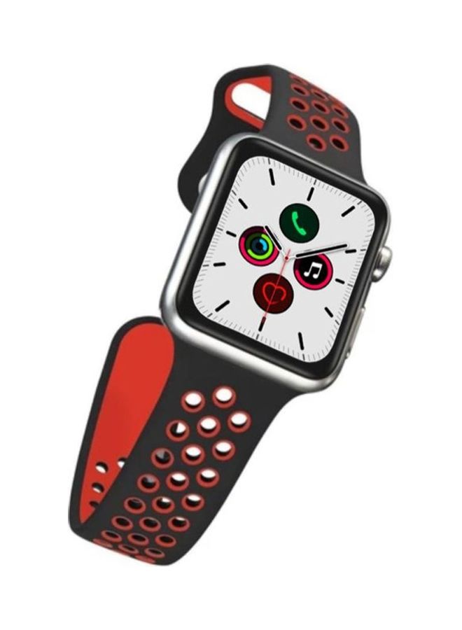 HuHa - Replacement Strap Watchband For Apple Watch Series 7 45mm / 6 / SE / 5 / 4 44mm / 3 / 2 / 1 42mm Black/Red - Image 1