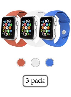 Replacement Strap Watchband For Apple Watch Series 7 45mm / 6 / SE / 5 / 4 44mm / 3 / 2 / 1 42mm Blue/White/Orange