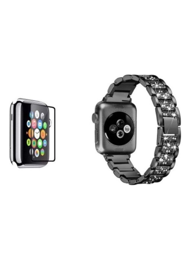 HuHa Replacement Strap Watchband For Apple Watch Series 7 45mm / 6 / SE / 5 / 4 44mm / 3 / 2 / 1 42mm Black/Clear - Image 2