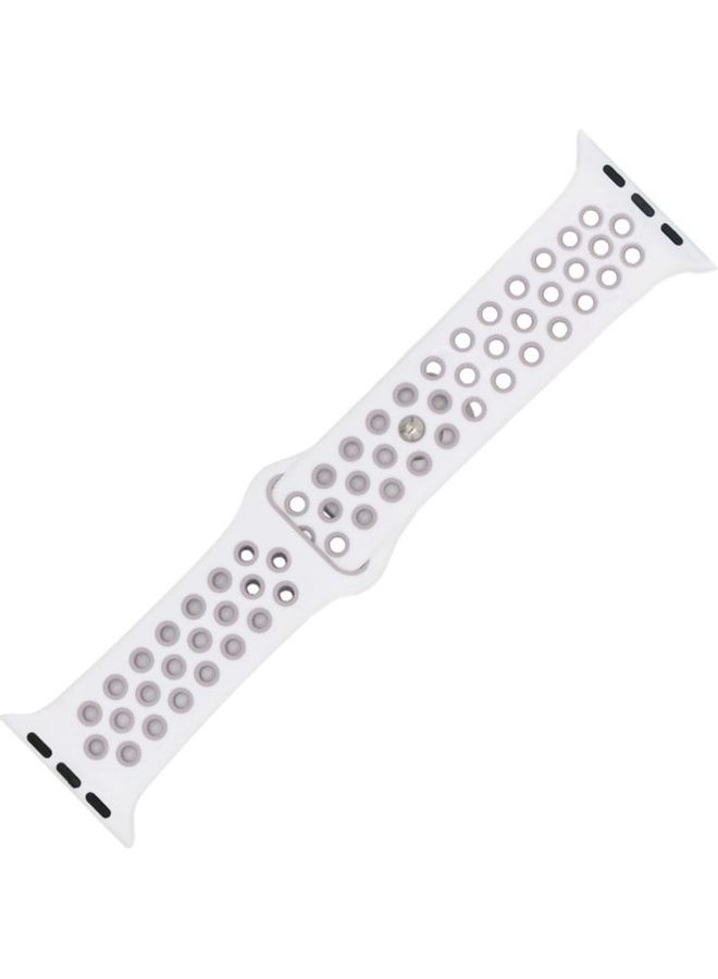 HuHa - Replacement Strap Watchband For Apple Watch Series 7 45mm / 6 / SE / 5 / 4 44mm / 3 / 2 / 1 42mm White/Grey - Image 1