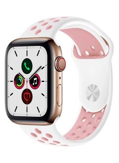 Replacement Strap Watchband For Apple Watch Series 7 45mm / 6 / SE / 5 / 4 44mm / 3 / 2 / 1 42mm White/Light Pink