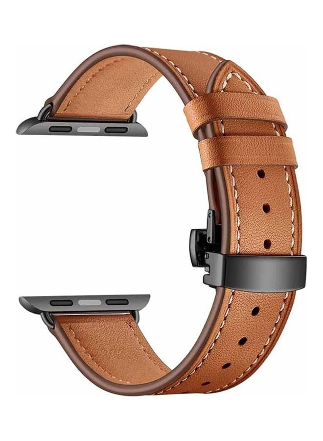 HuHa Replacement Strap Watchband For Apple Watch Series 7 45mm / 6 / SE / 5 / 4 44mm / 3 / 2 / 1 42mm Brown - Image 1