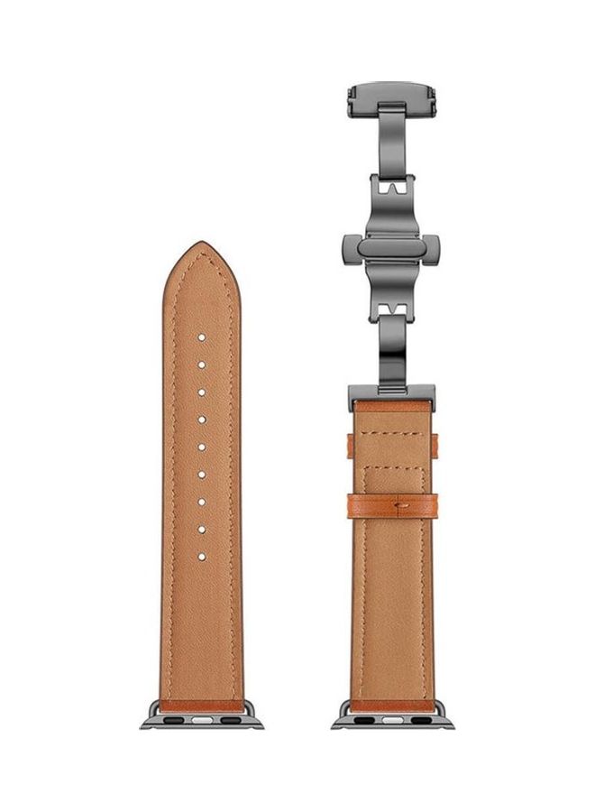 HuHa Replacement Strap Watchband For Apple Watch Series 7 45mm / 6 / SE / 5 / 4 44mm / 3 / 2 / 1 42mm Brown - Image 2