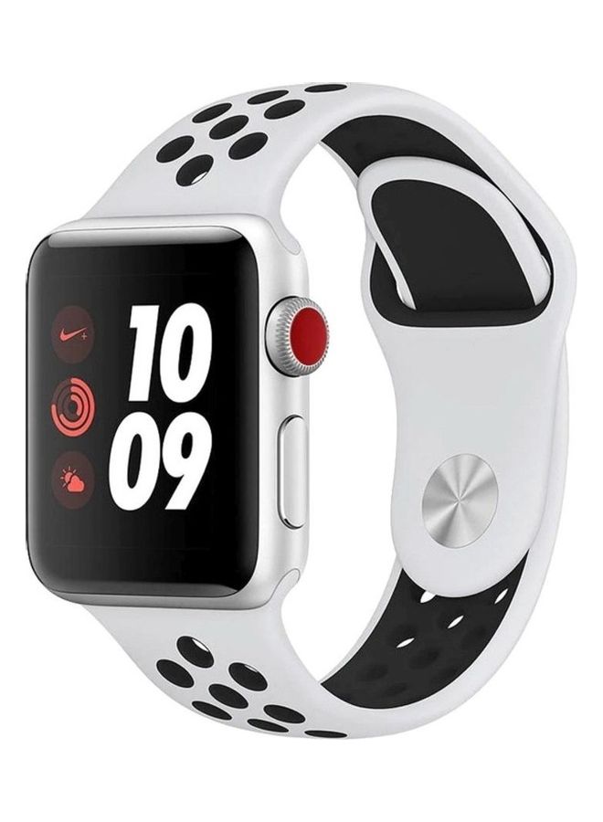 HuHa - Replacement Strap Watchband For Apple Watch Series 7 45mm / 6 / SE / 5 / 4 44mm / 3 / 2 / 1 42mm White/Black - Image 1