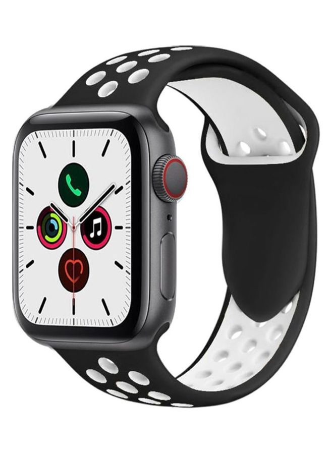 HuHa - Replacement Strap Watchband For Apple Watch Series 7 45mm / 6 / SE / 5 / 4 44mm / 3 / 2 / 1 42mm Black/White - Image 1