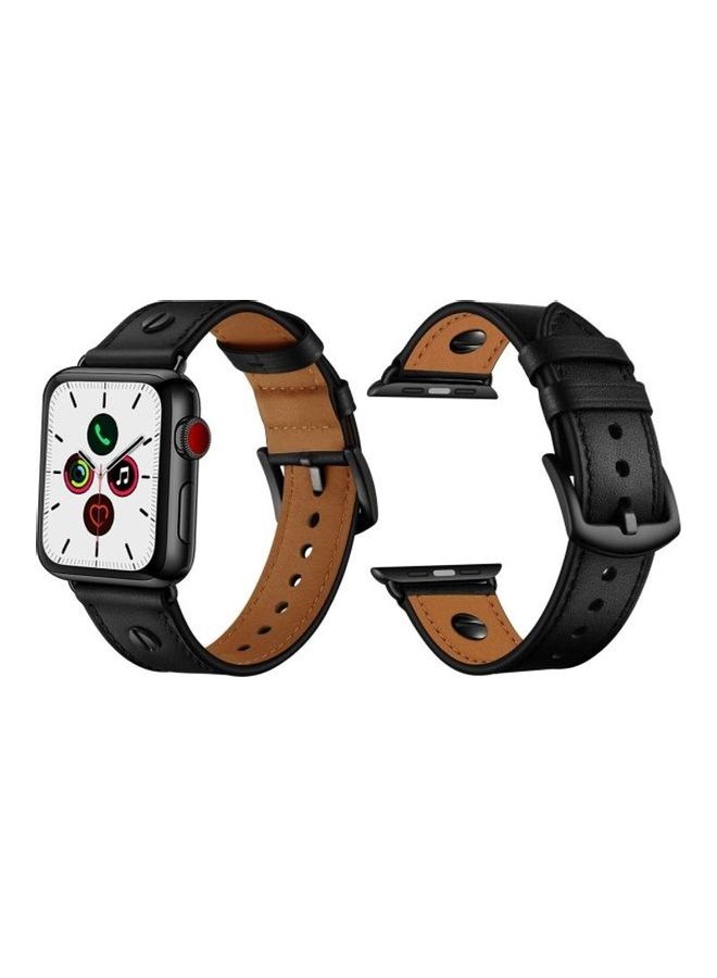 HuHa Replacement Strap Watchband For Apple Watch Series 7 45mm / 6 / SE / 5 / 4 44mm / 3 / 2 / 1 42mm Black/Brown - Image 2