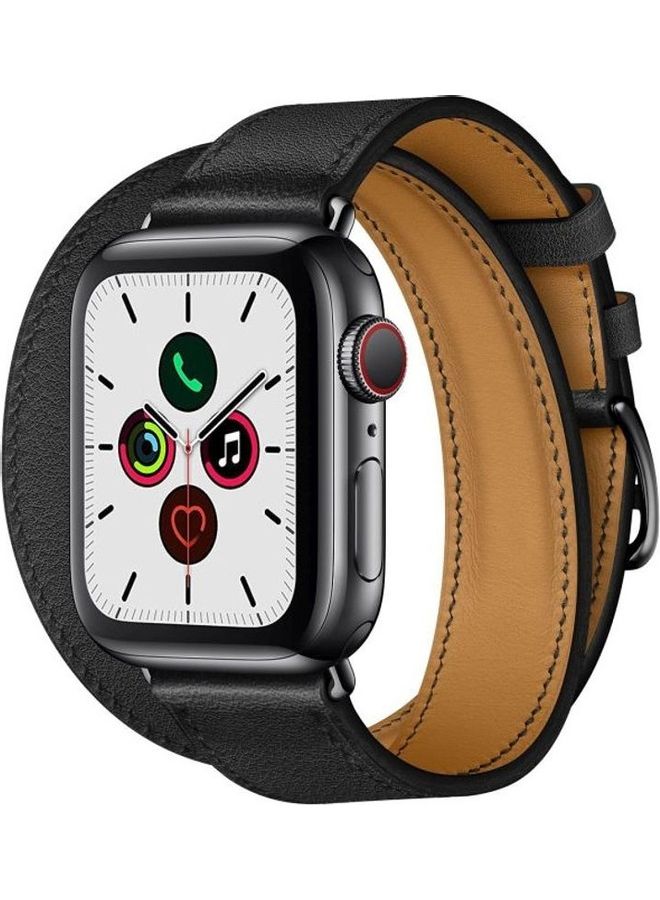 HuHa Replacement Strap Watchband For Apple Watch Series 7 45mm / 6 / SE / 5 / 4 44mm / 3 / 2 / 1 42mm Black/Brown - Image 1