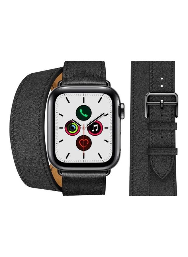 HuHa Replacement Strap Watchband For Apple Watch Series 7 45mm / 6 / SE / 5 / 4 44mm / 3 / 2 / 1 42mm Black/Brown - Image 2