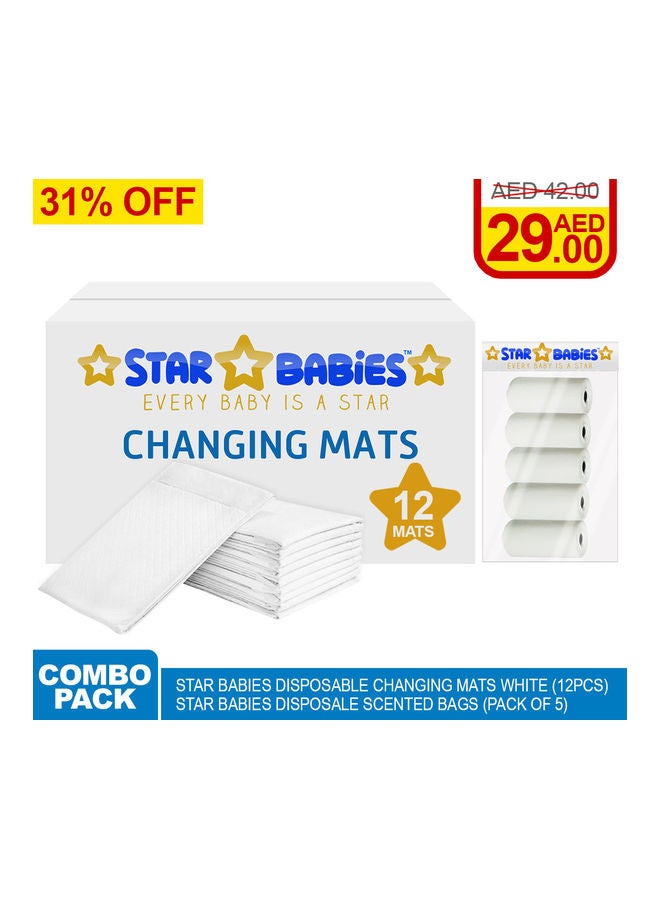 STAR BABiES Pack Of 12 Disposable Changing Mats With 5-Piece Scented Bags  - Image 2