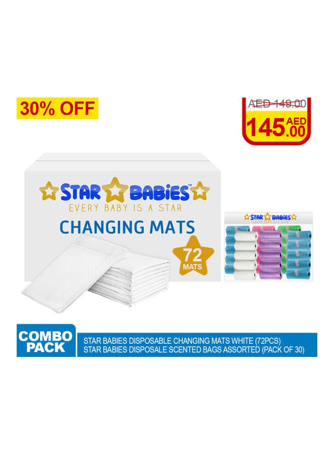 STAR BABiES Pack Of 72 Disposable Changing Mats With 30-Piece Scented Bags  - Image 2