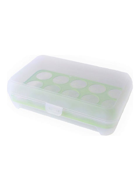 15 Grid Egg Storage Box Clear/Green 26x17x7cm