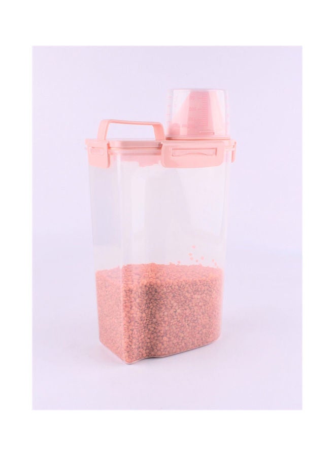 Cereal Storage Plastic Container With Pour Spout And Measuring Cup Clear/Pink 31x18x12cm - Image 1