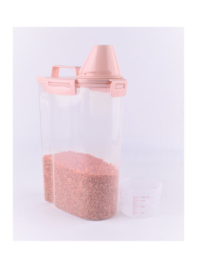 Cereal Storage Plastic Container With Pour Spout And Measuring Cup Clear/Pink 31x18x12cm - Image 3