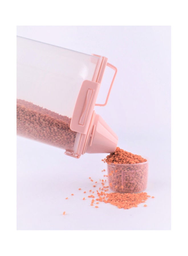 Cereal Storage Plastic Container With Pour Spout And Measuring Cup Clear/Pink 31x18x12cm - Image 4