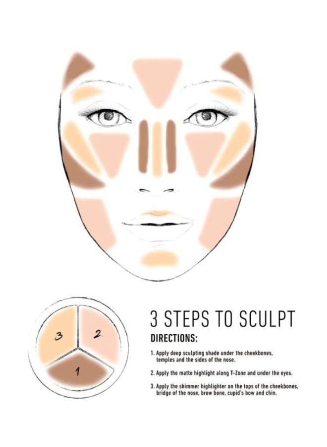 NYX PROFESSIONAL MAKEUP 3 Steps To Sculpt Face Sculpting Palette Brown/pink/orange - Image 4