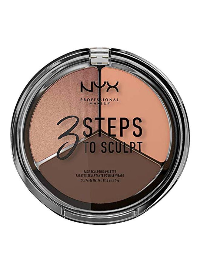 NYX PROFESSIONAL MAKEUP 3 Steps To Sculpt Face Sculpting Palette Brown/pink/orange - Image 2