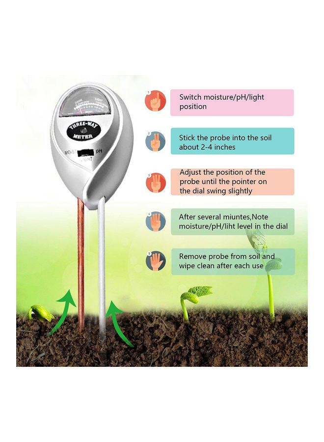 Generic 3-In-1 Digital Soil PH Meter Silver/Black/Brown  - Image 2