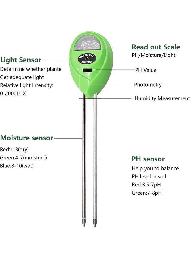 Generic 3-In-1 Digital Soil PH Meter Green/Black/White  - Image 3