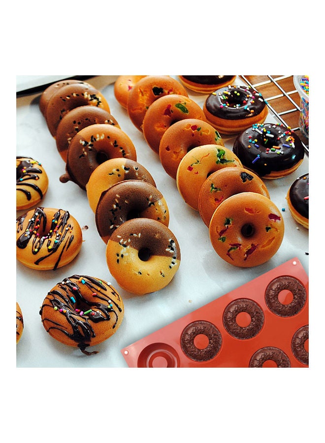 DIY Non-Stick 8-Cavity Doughnuts Baking Pans Red 6.7 x 11.5 x 2.5inch - Image 3