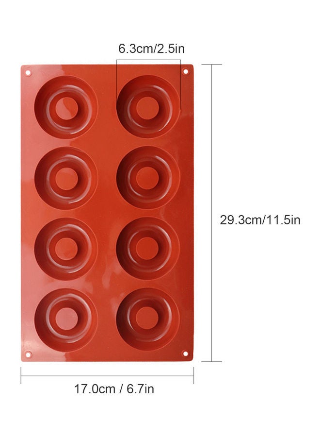 DIY Non-Stick 8-Cavity Doughnuts Baking Pans Red 6.7 x 11.5 x 2.5inch - Image 2