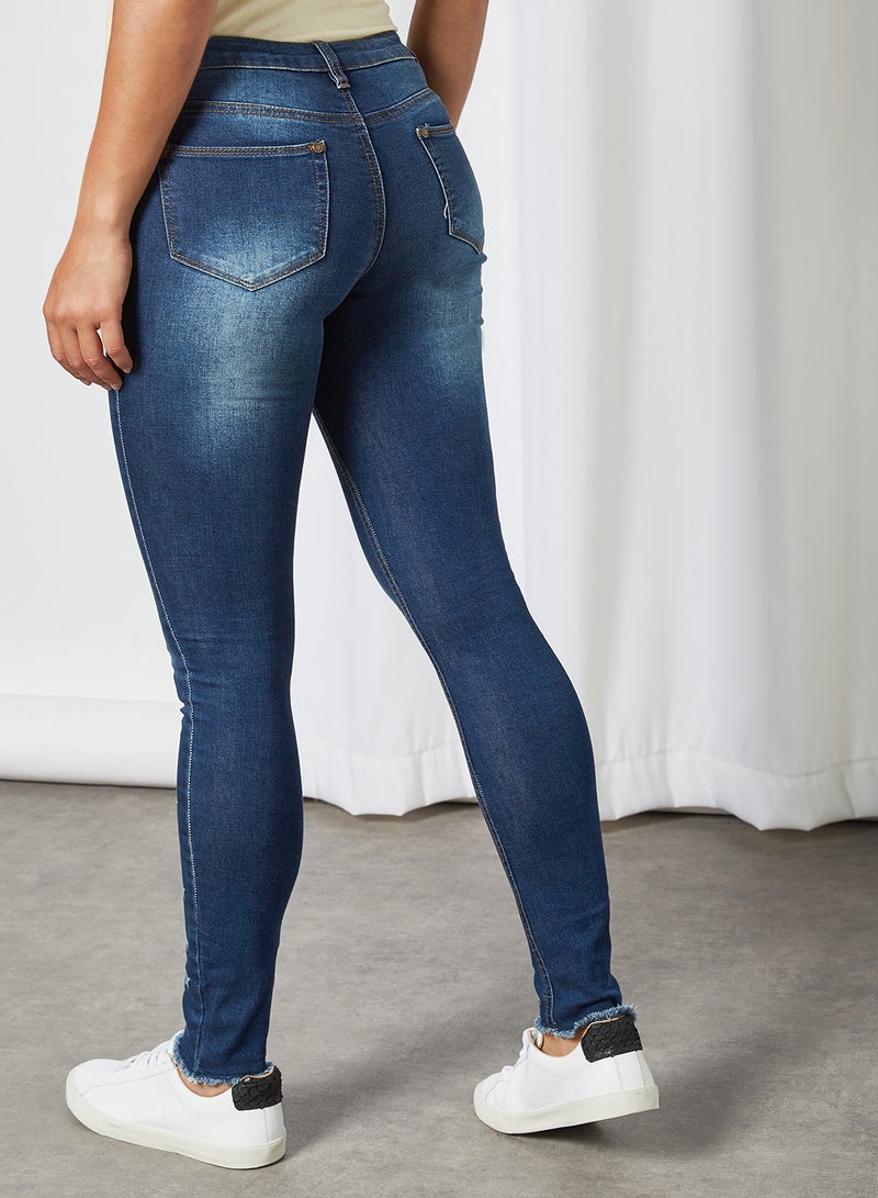 BRAVE SOUL - Ripped Skinny Jeans Dark Blue Denim - Image 1