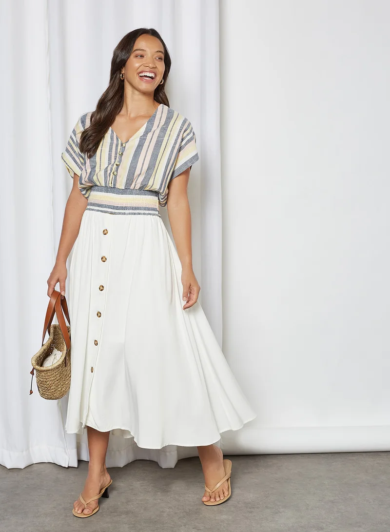 BRAVE SOUL Striped Cropped Top Pink / Lemon