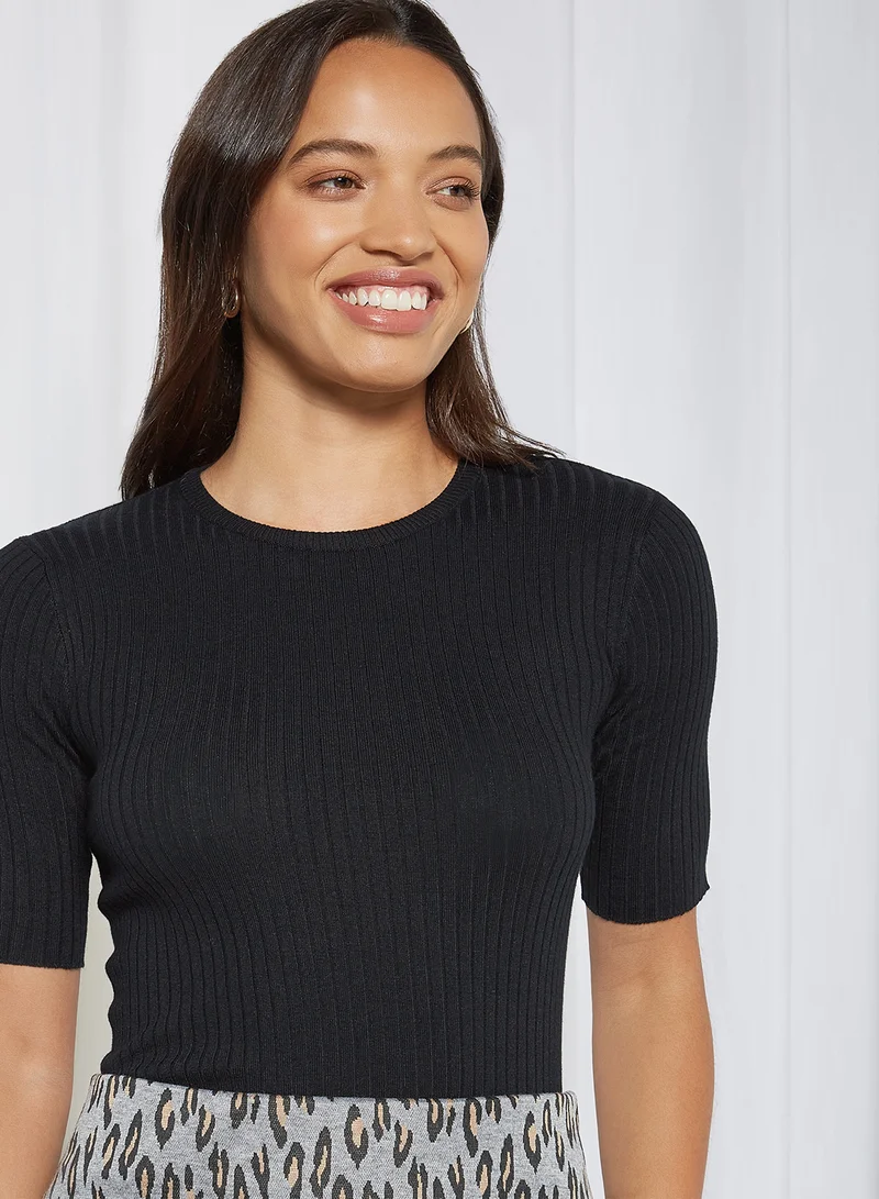 BRAVE SOUL Ribbed T-Shirt Black