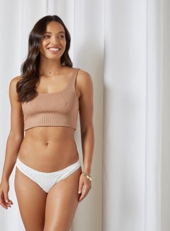 BRAVE SOUL Crochet Overlay Bikini Bottom White  - Image 1