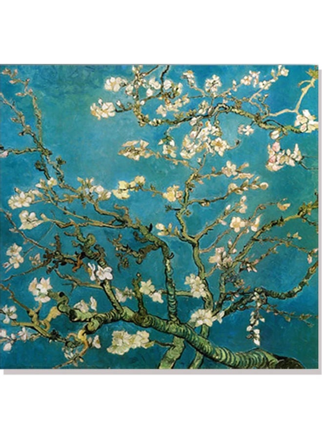 Almond Blossom Wall Decor Blue/White/Green 19.7x19.7x0.1ininch  - Image 1