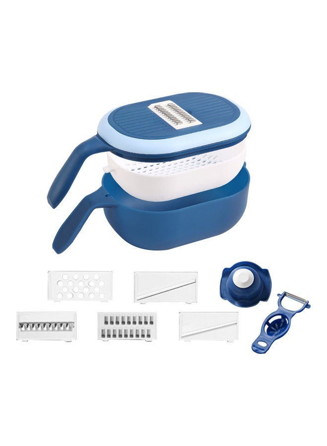 11-Piece Multifunctional Vegetable Slicer with Rotatable Drain Basket Multicolour
