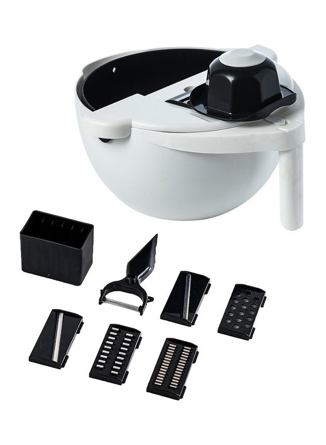 12-Piece Multifunctional Vegetable Slicer Kit with Rotatable Drain Basket White/Black 