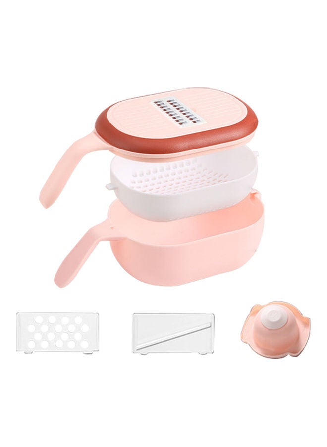 7-Piece Multifunctional Vegetable Slicer with Rotatable Drain Basket and Storage Container Multicolour 
