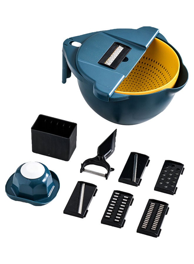12-Piece Multifunctional Vegetable Slicer Kit with Rotatable Drain Basket Multicolour  - Image 1