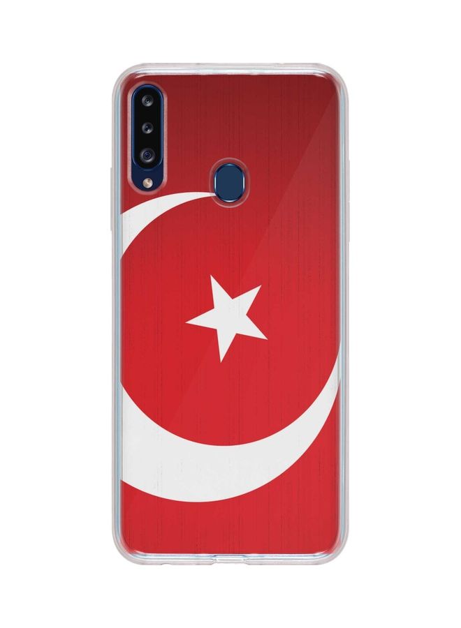 ستايلايزد غطاء حماية مرن بطبعة علم تركيا بالكامل لهاتف سامسونج جالاكسي A20S أحمر/أبيض