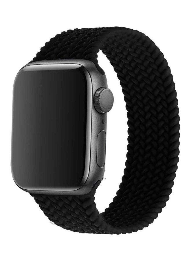 Generic - Silicone Braided Solo Loop Band Compatible With Apple Watch 1/2/3/4/5/6/SE Black - Image 1