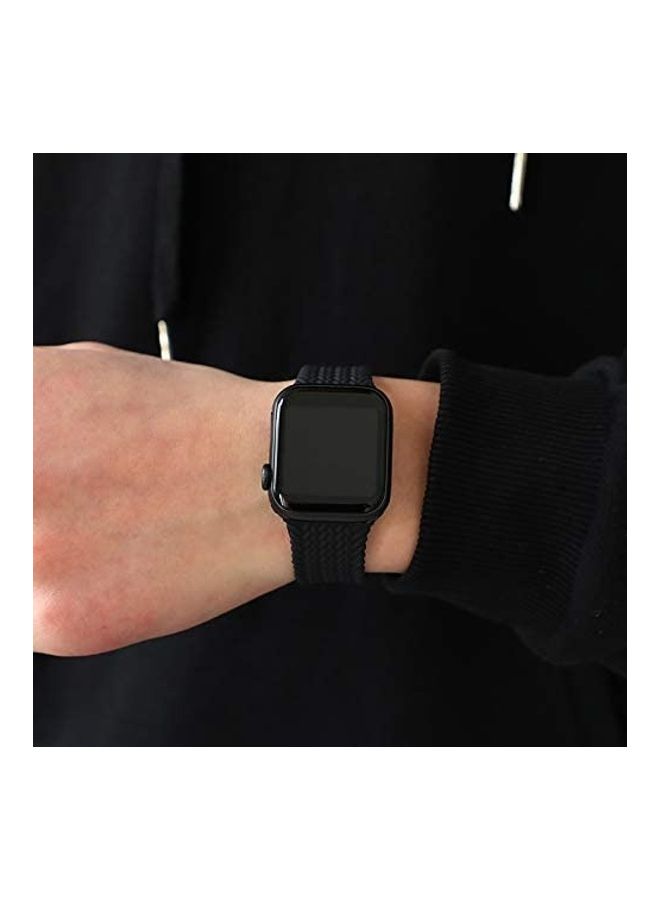 Generic - Silicone Braided Solo Loop Band Compatible With Apple Watch 1/2/3/4/5/6/SE Black - Image 1