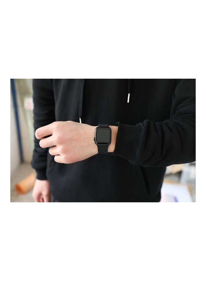 Generic - Silicone Braided Solo Loop Band Compatible With Apple Watch 1/2/3/4/5/6/SE Black - Image 1