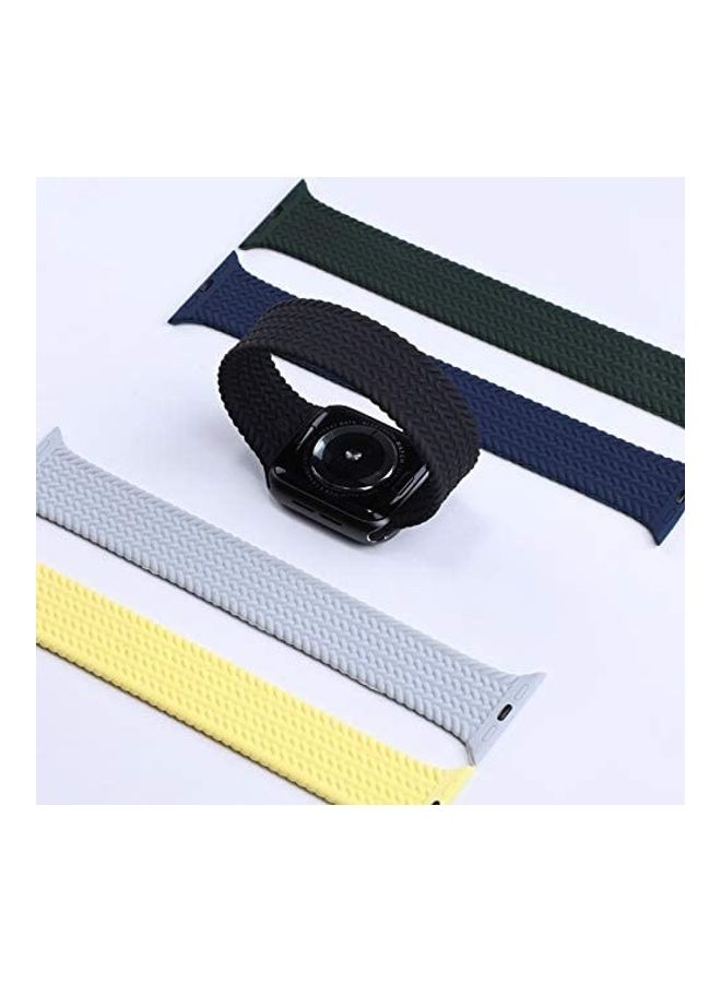 Generic - Silicone Braided Solo Loop Band Compatible With Apple Watch 1/2/3/4/5/6/SE Black - Image 1