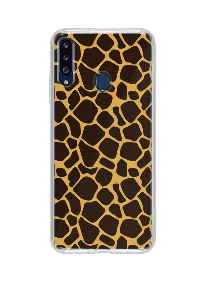 غطاء حماية مرن بطبعة كاملة لجلد زرافة لهاتف سامسونج جالاكسي A20S أسود/ أصفر