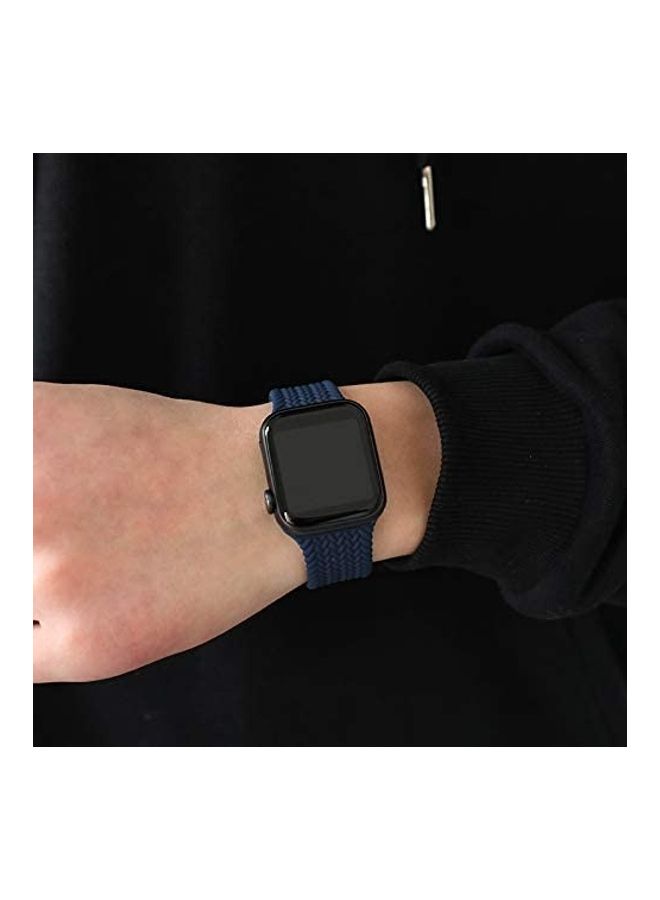 Generic - Silicone Braided Solo Loop Band Compatible With Apple Watch 1/2/3/4/5/6/SE Blue - Image 1