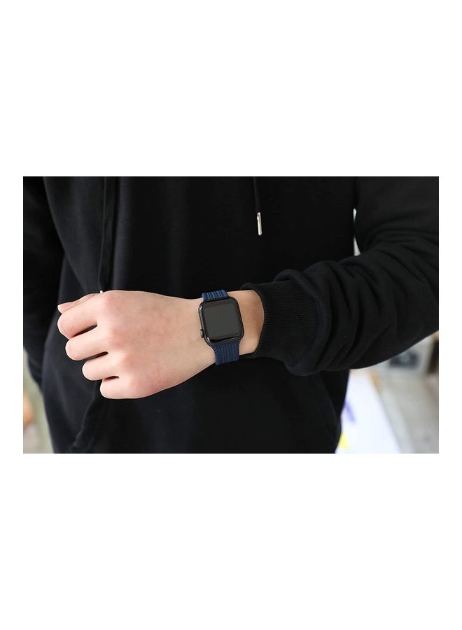 Generic - Silicone Braided Solo Loop Band Compatible With Apple Watch 1/2/3/4/5/6/SE Blue - Image 1
