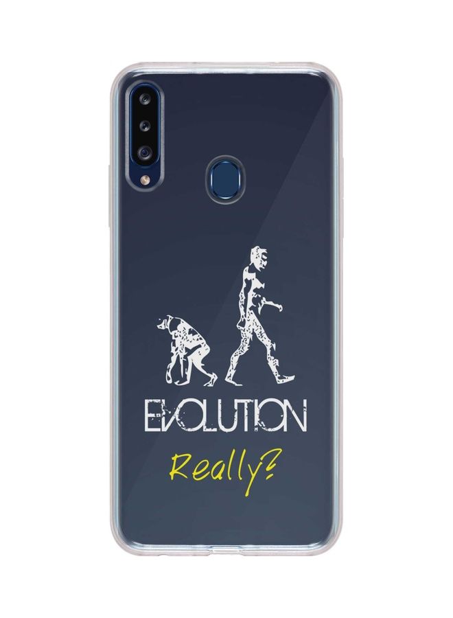 ستايلايزد "حافظة حماية مرن بطبعة كاملة لعبارة "Evolution Really" لهاتف سامسونج جالاكسي A20s" أزرق / أبيض