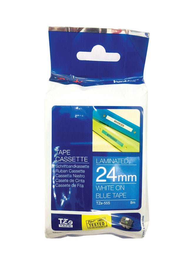 brother Tze-555 Label Tape White/Blue - Image 1